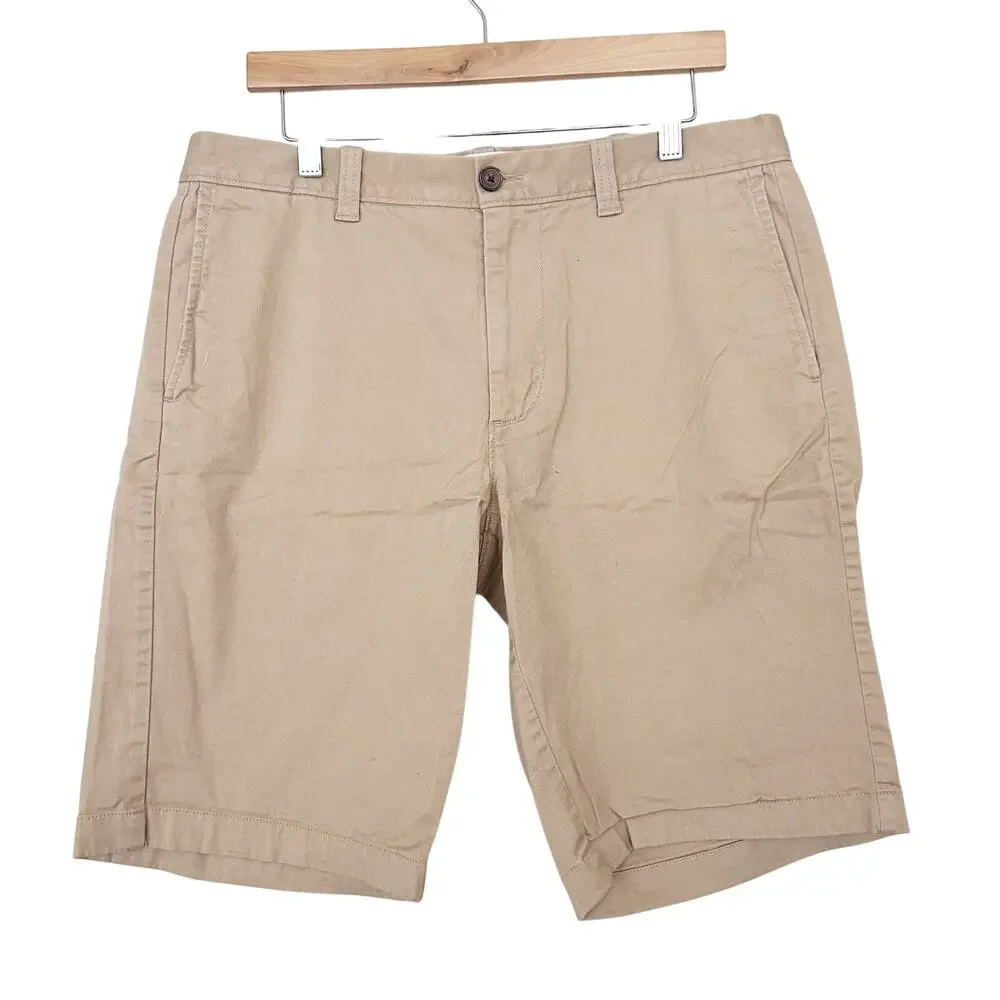J. Crew Tan Flex Chino Flat Front Shorts Sz 34